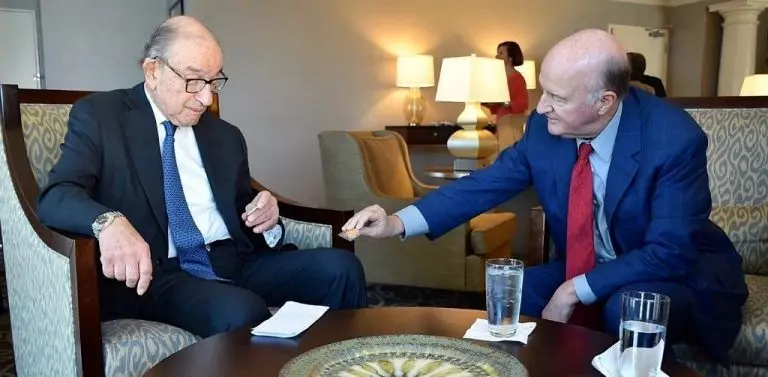 Mark Skousen with Alan Greenspan at the 2014 New Orleans Investment Conference in Louisiana. (@MarkSkousen1)